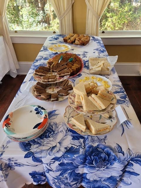 A table with many different foods on it