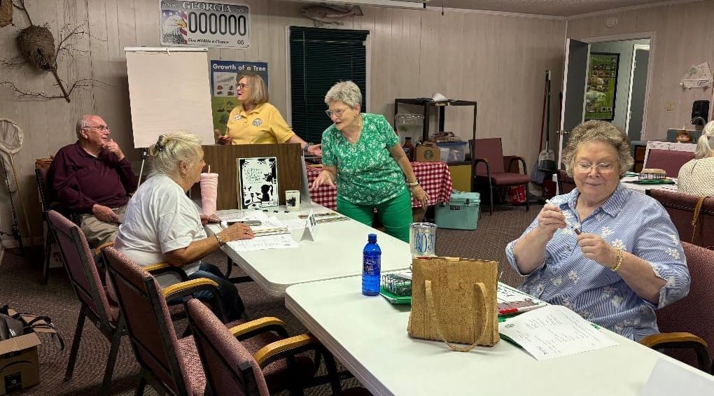 People gathered in a community meeting room.