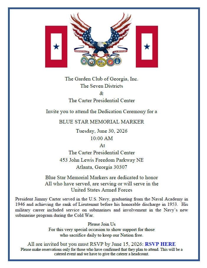 Blue Star Memorial dedication invitation with eagle
