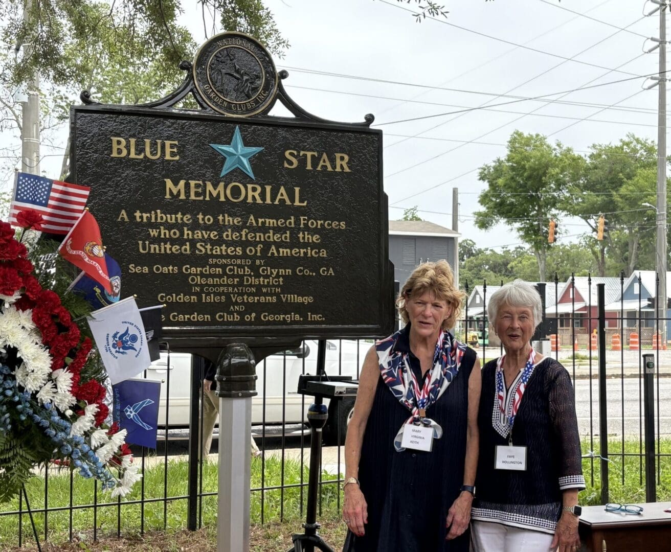 Sea Oats Garden Club in Brunswick dedicated BSM marker at Veterans Village. 