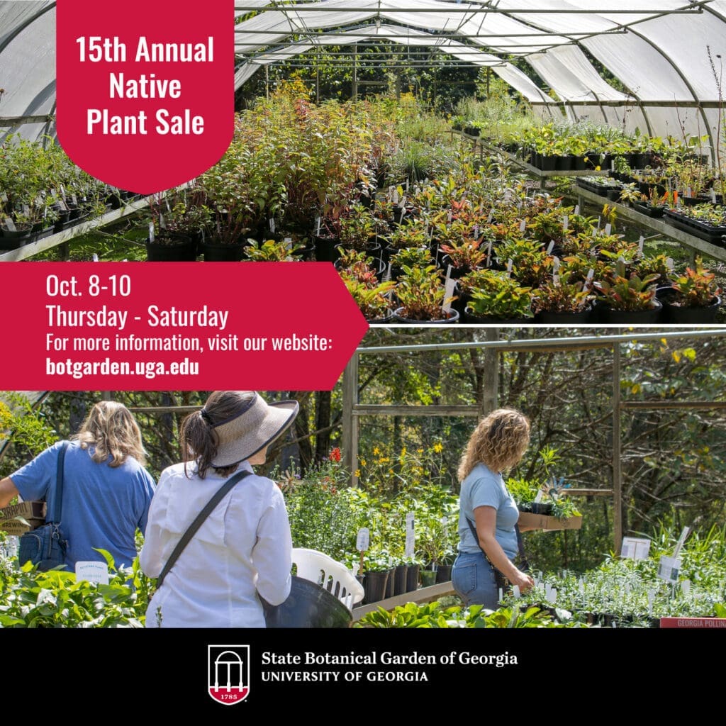 Native plant sale event at botanical garden.