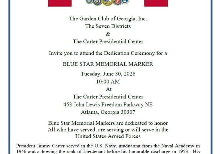 Blue Star Memorial dedication invitation with eagle