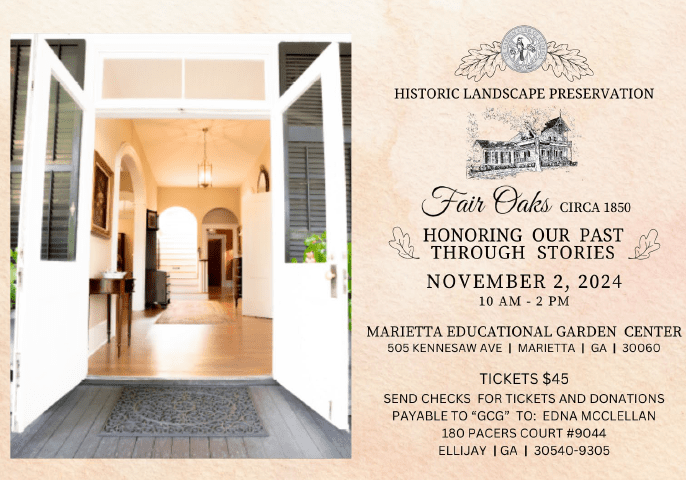 Open doorway with historic preservation event flyer