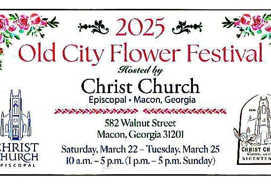 Advertisement for 2025 Old City Flower Fest in Macon, Georgia.