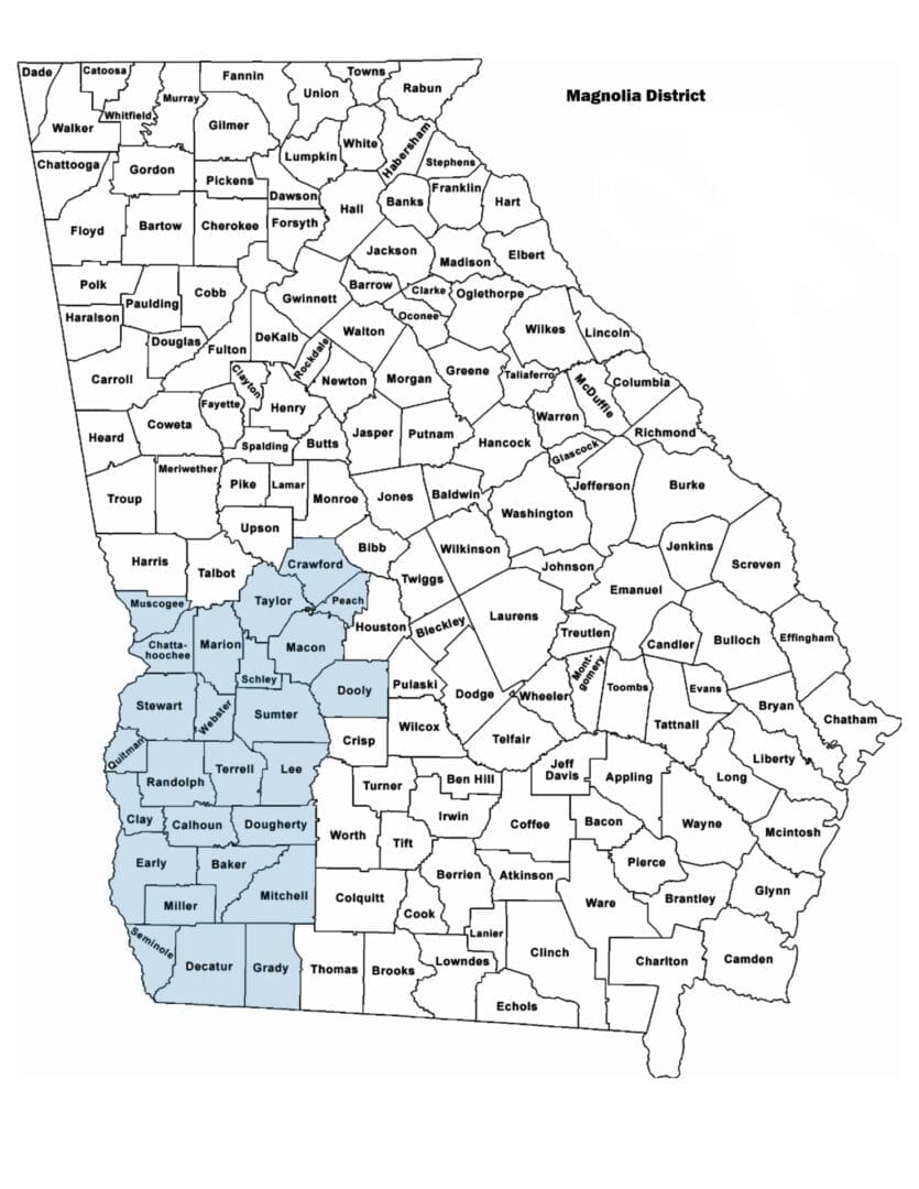 Map highlighting Magnolia District in Georgia.