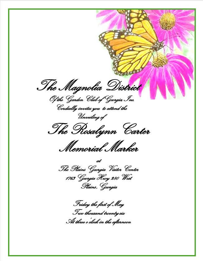 Invitation featuring butterfly and pink flowers