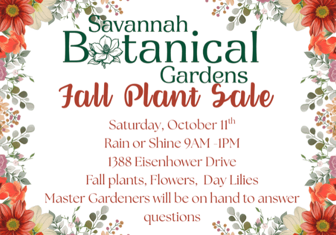Savannah Botanical Gardens Fall Plant Sale flyer.